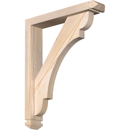 Olympic Arts And Crafts Smooth Bracket W/ Offset Brace, Douglas Fir, 3 1/2W X 18D X 22H